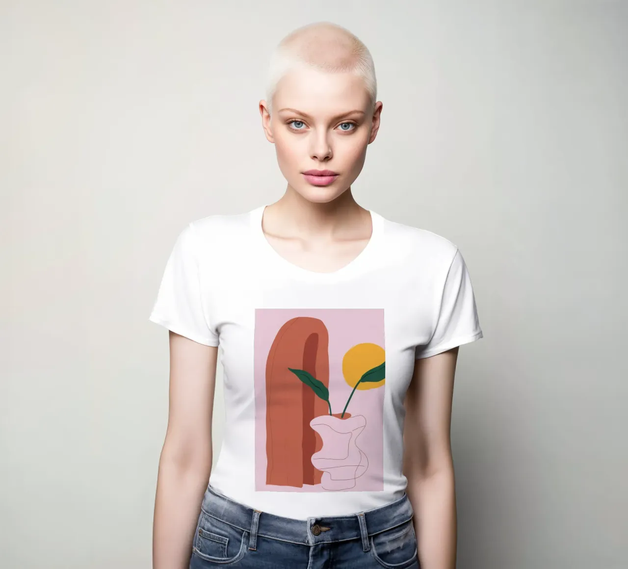 Sbocciatura a linea singola t-shirt da donna da Luna Aura