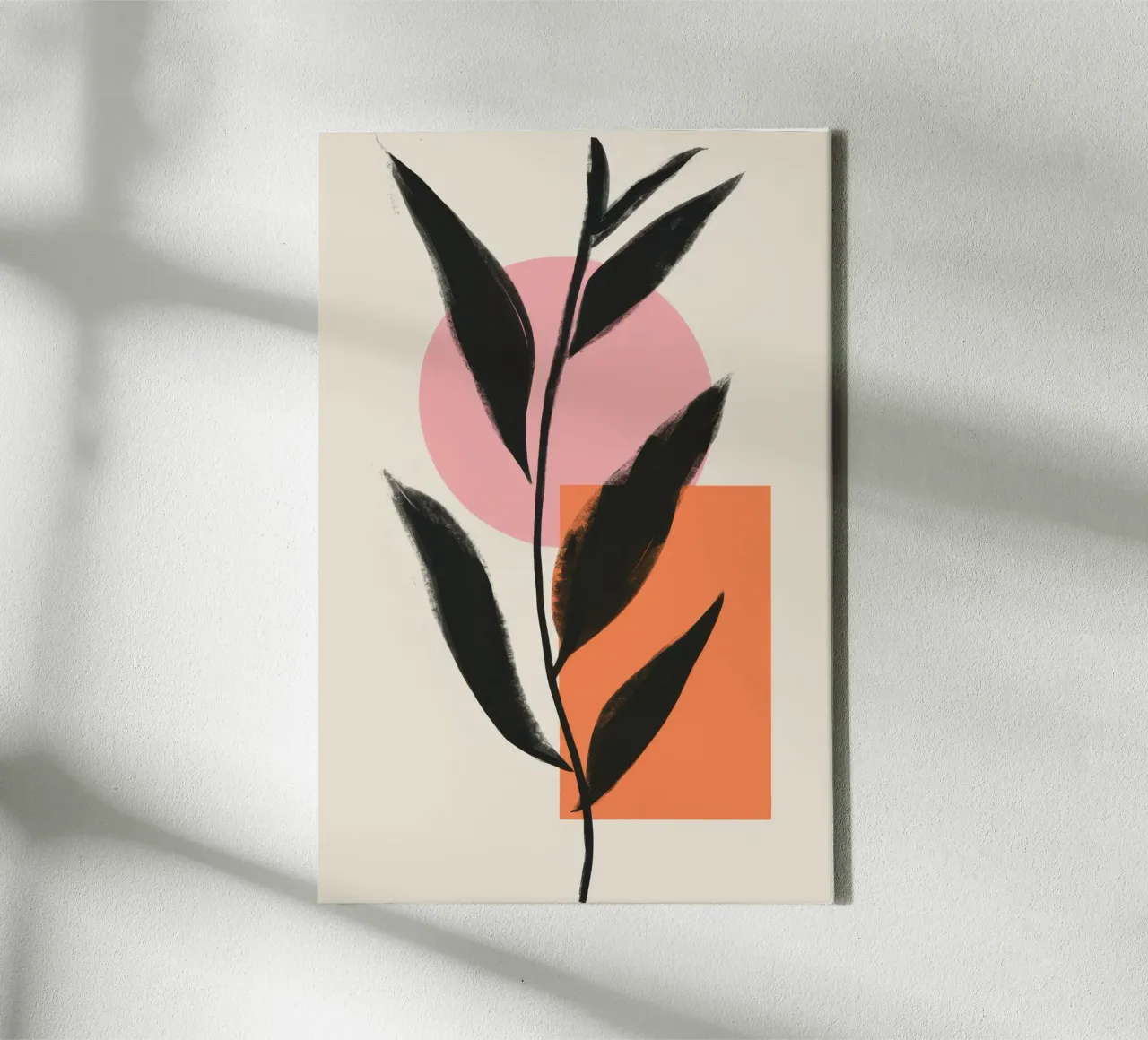 Abstract blad bij zonsondergang canvas met Baklijst van Selene Shade