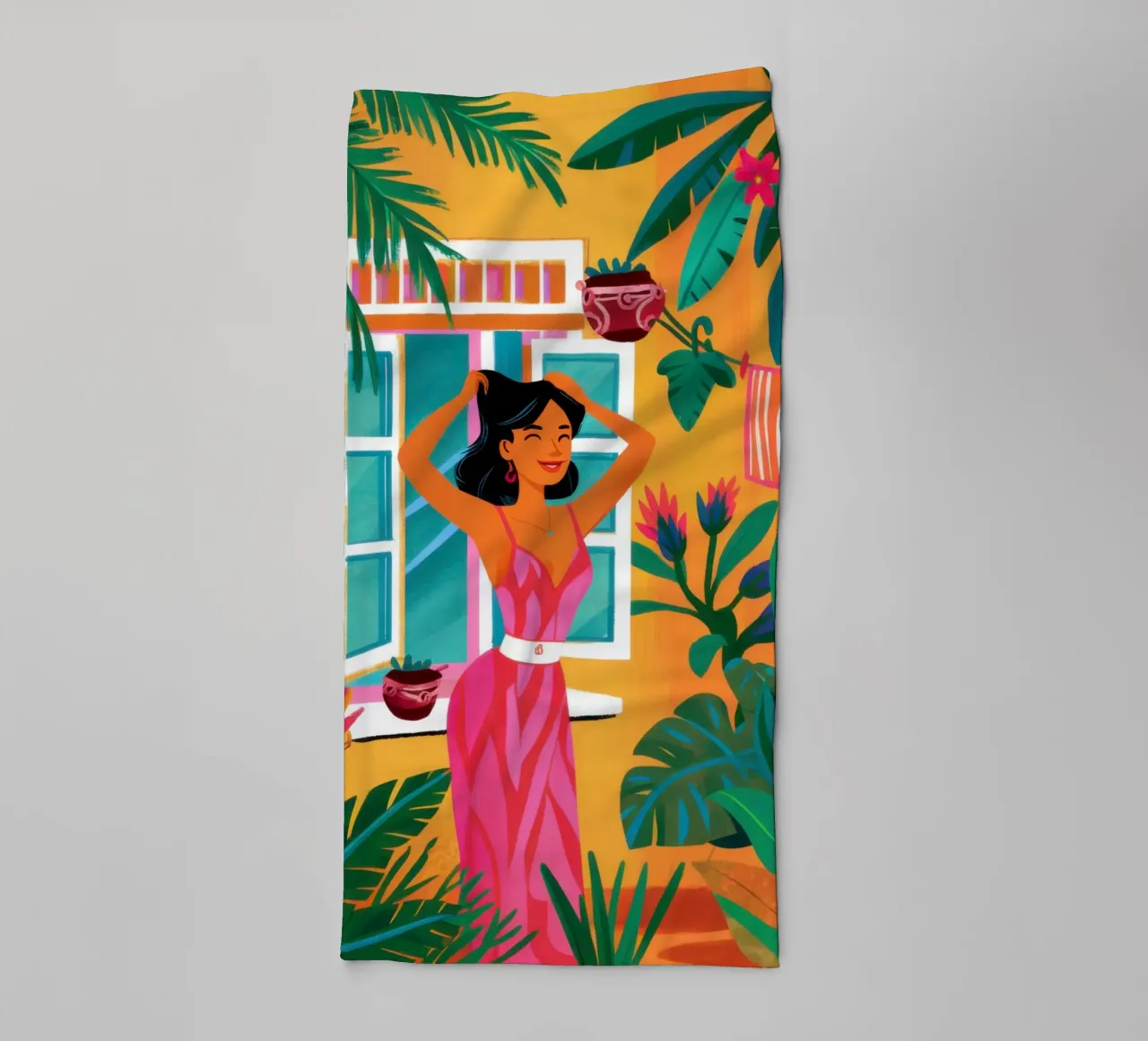 Fenêtre sur un monde vert serviette de bain de Trace Brush