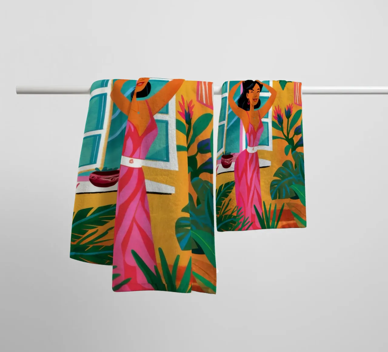 Fenêtre sur un monde vert serviette de bain de Trace Brush