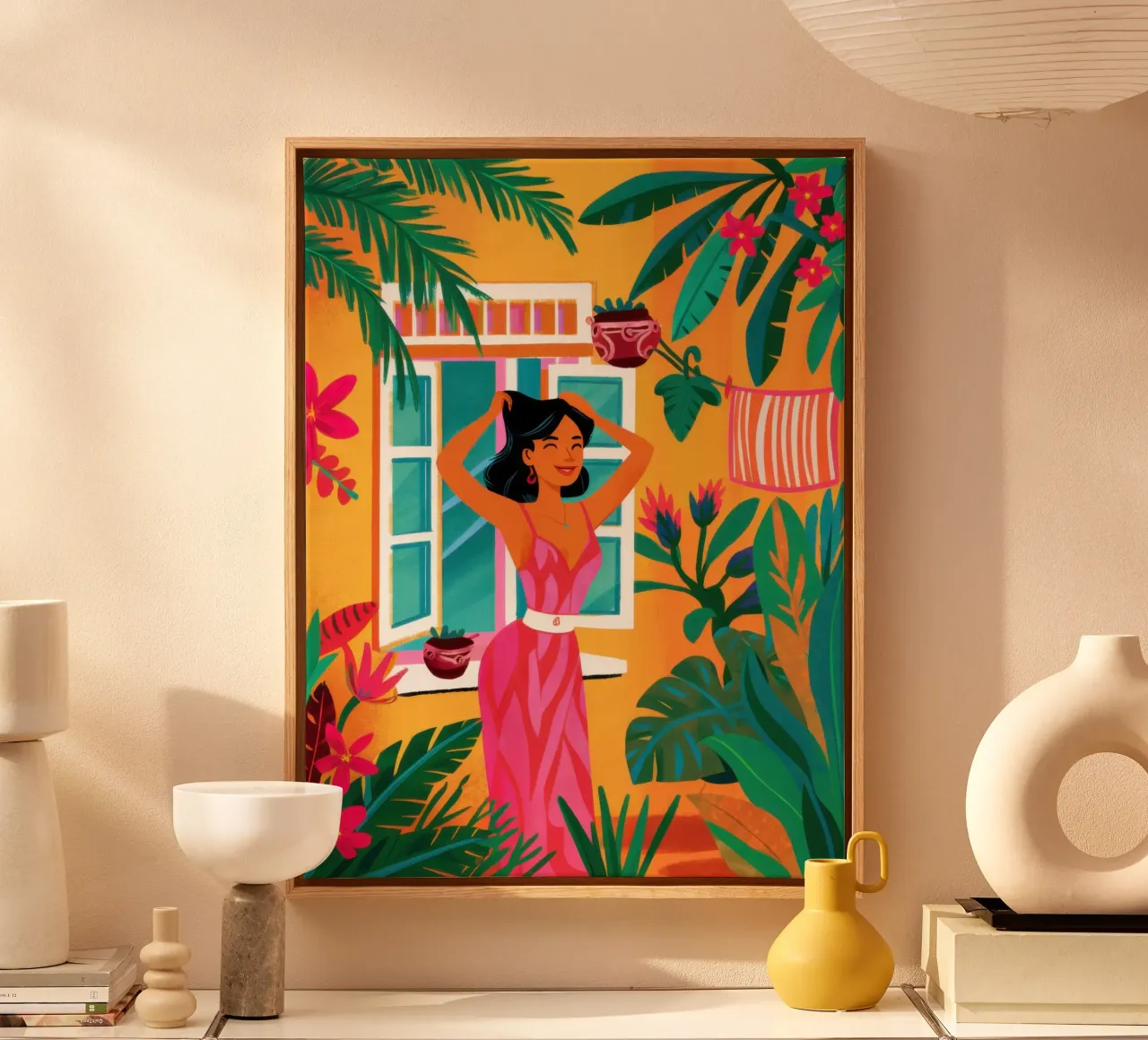 Fenêtre sur un monde vert toile avec Caisse américaine de Trace Brush