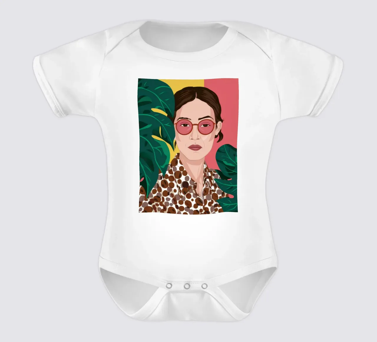 Leopard and Fuchsia Kurzarm Babybody von Luna Aura