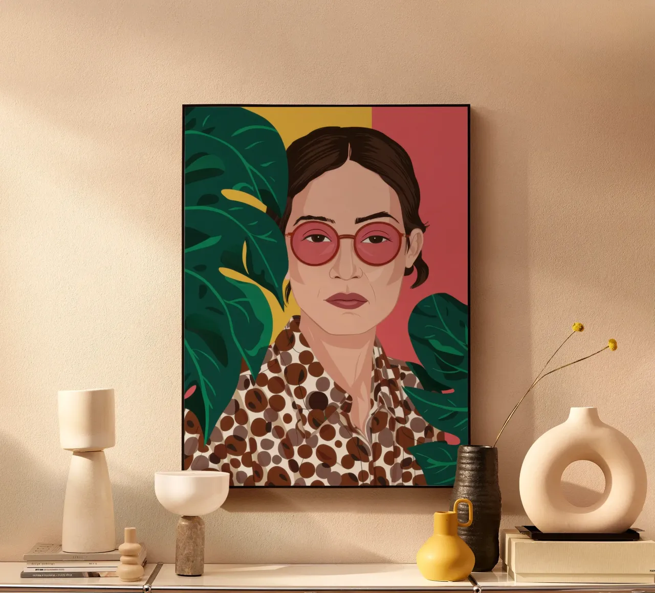 Leopard and Fuchsia Alu-Dibond von Luna Aura