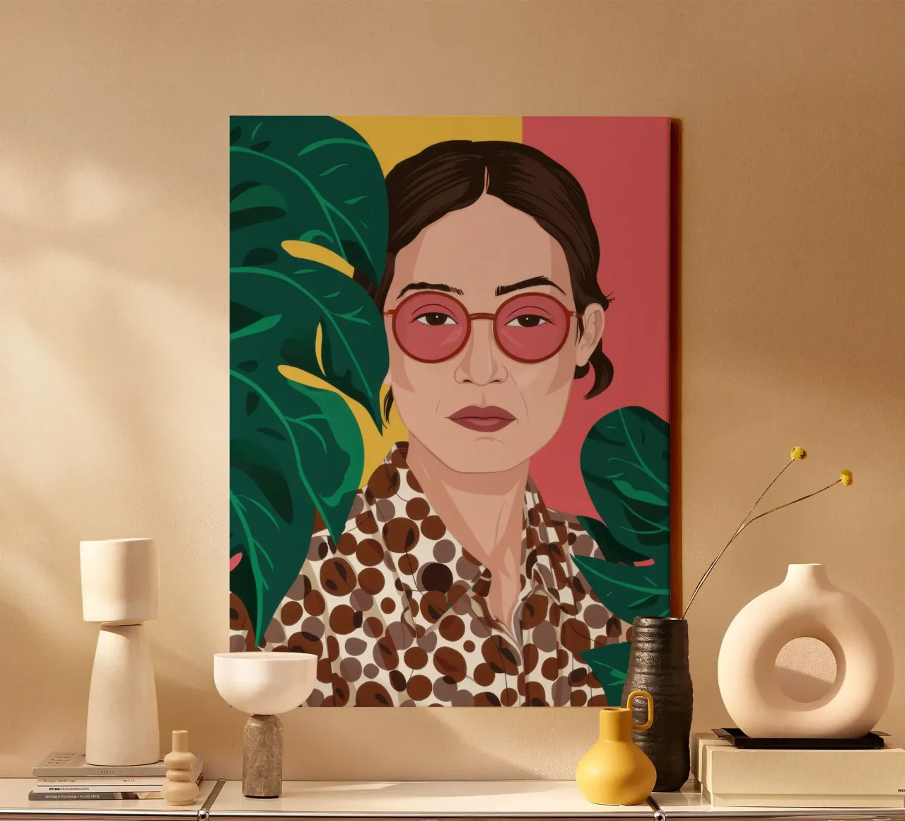 Leopard and Fuchsia Leinwand von Luna Aura