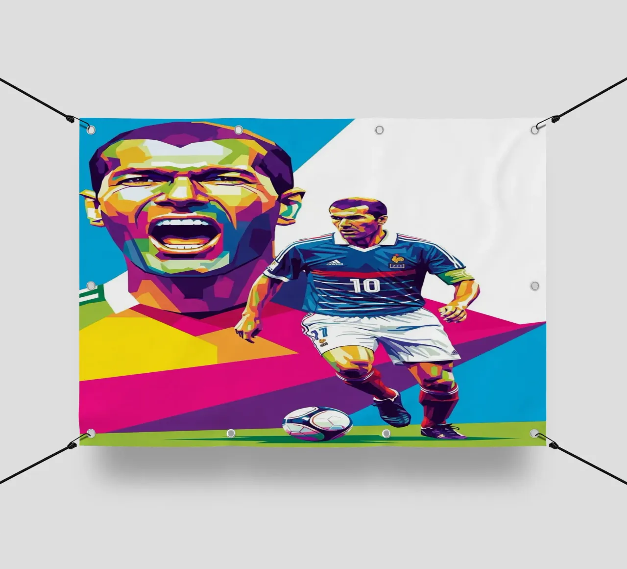 Zinedine Zidane - WPAP art style (3) telo in pvc da Hantamrata