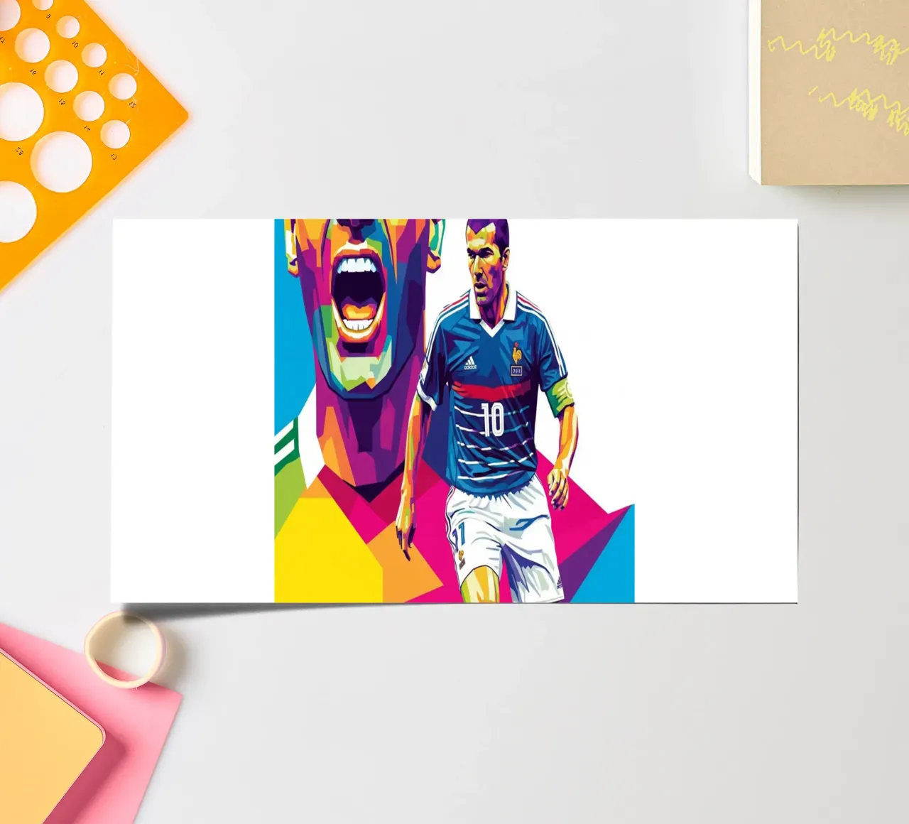Zinedine Zidane - WPAP art style (3) foglio adesivo da Hantamrata
