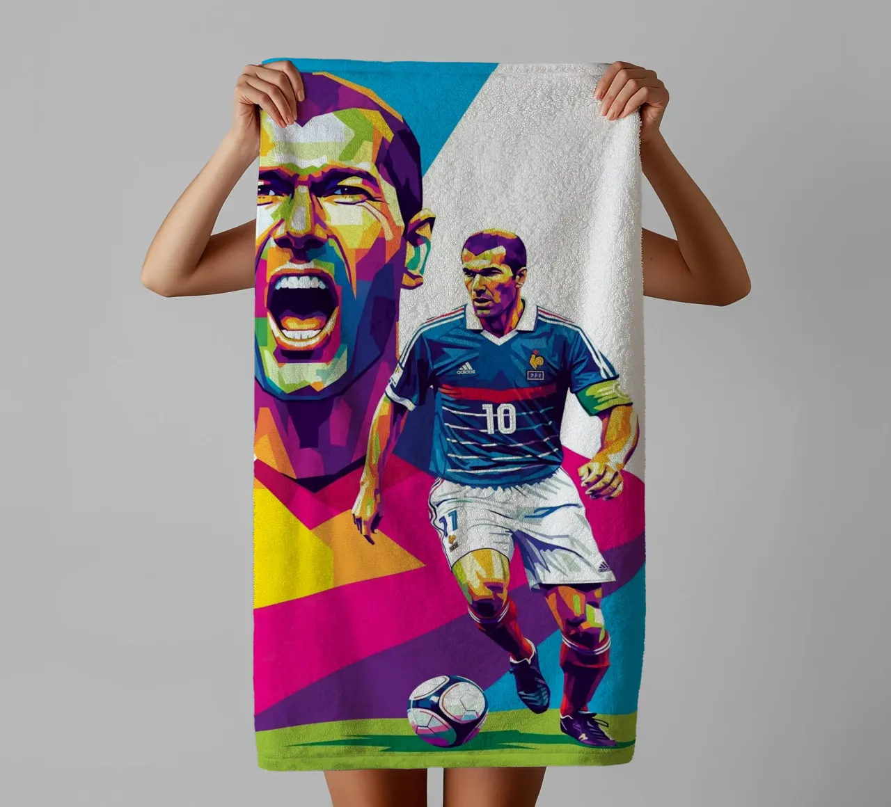 Zinedine Zidane - WPAP art style (3) asciugamano da bagno da Hantamrata