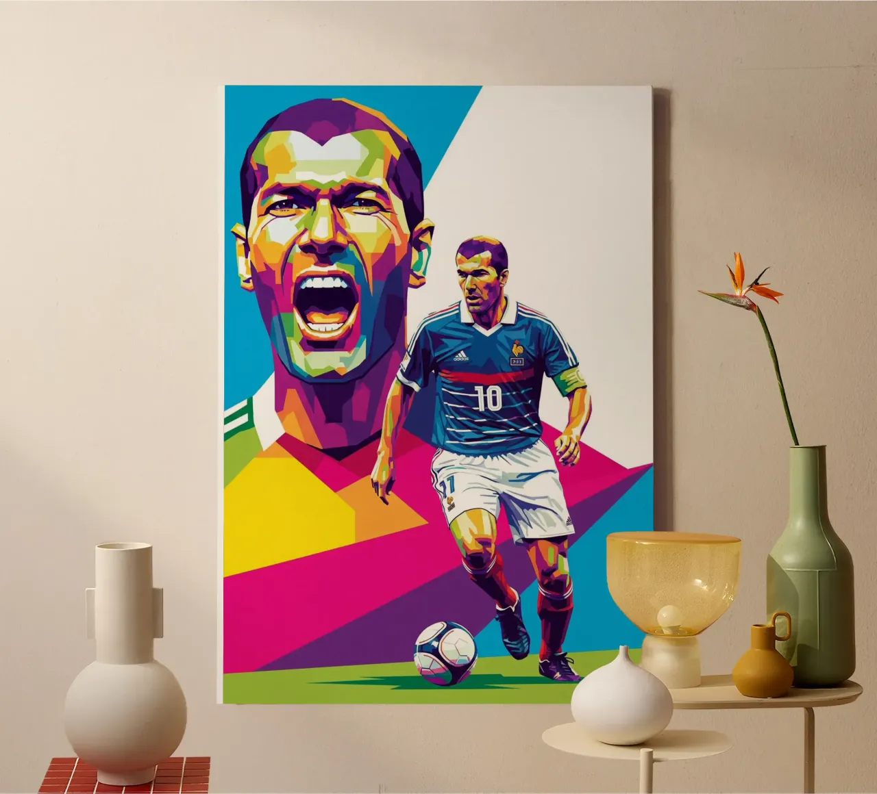 Zinedine Zidane - WPAP art style (3) canvas met Baklijst van Hantamrata