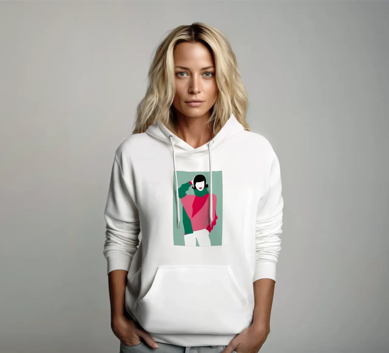 Pose de moda retro sudadera con capucha de Gaia Viesta