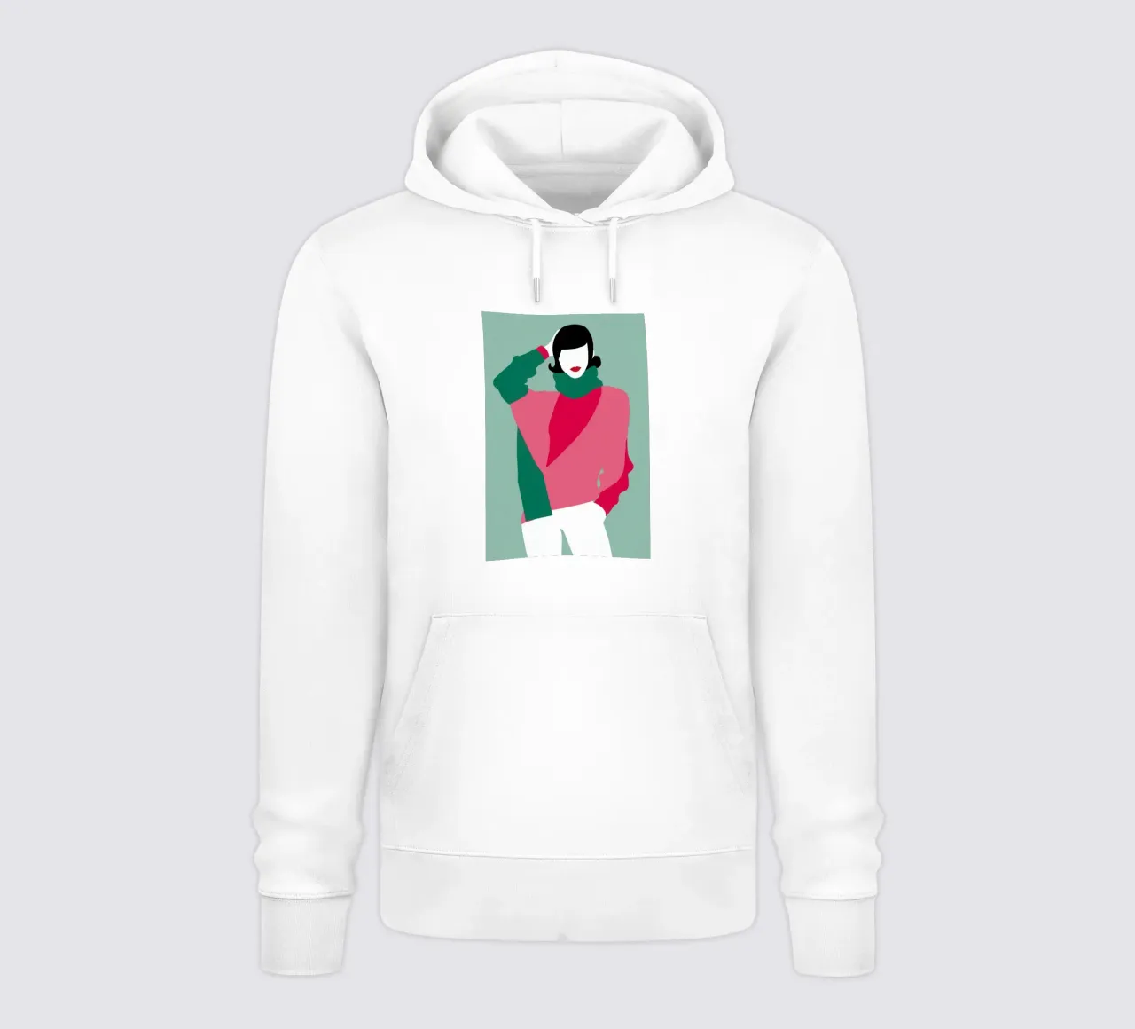 Pose de moda retro sudadera con capucha de Gaia Viesta