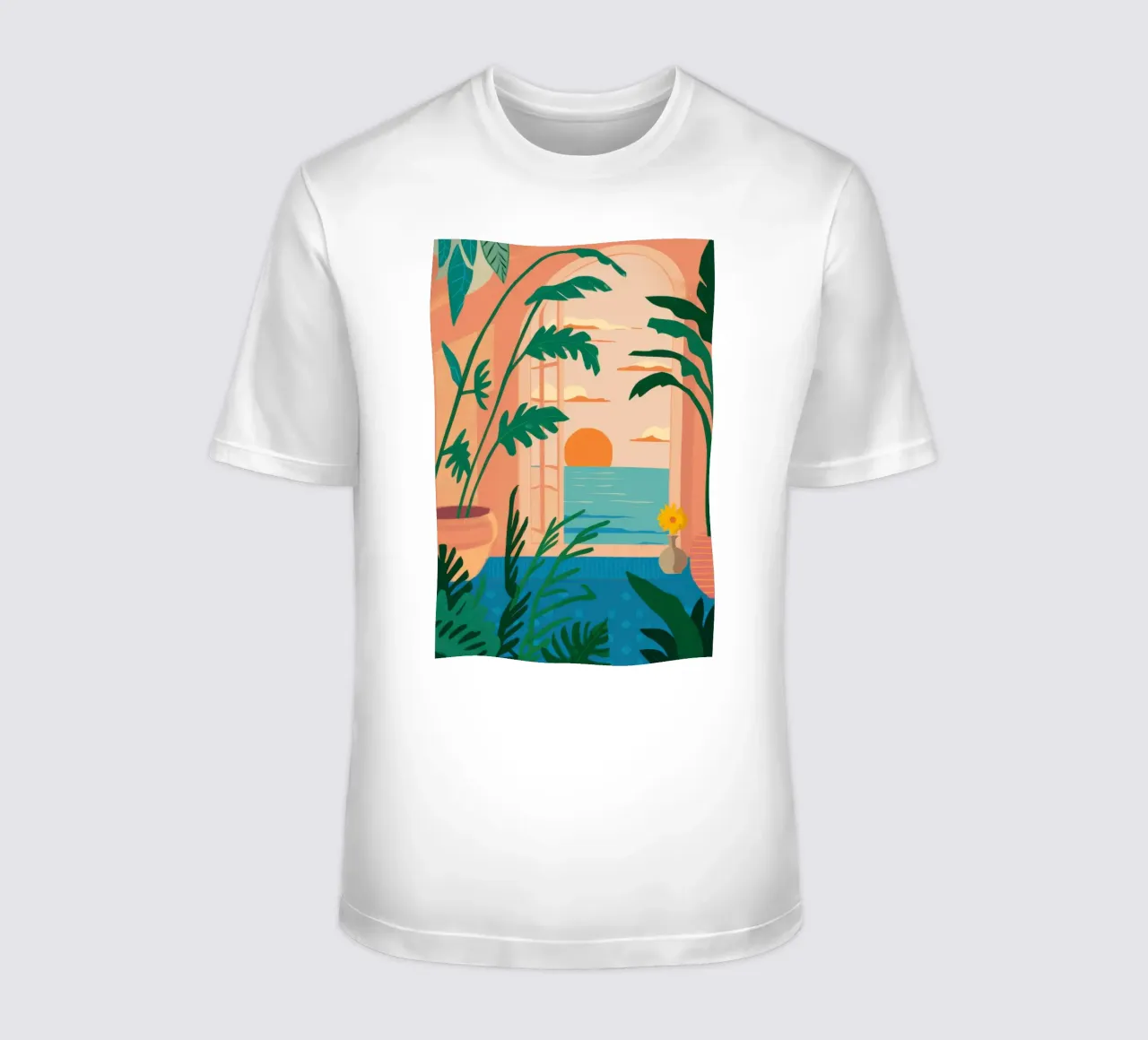 Camera con vista sul tramonto t-shirt da Thistle Bloom