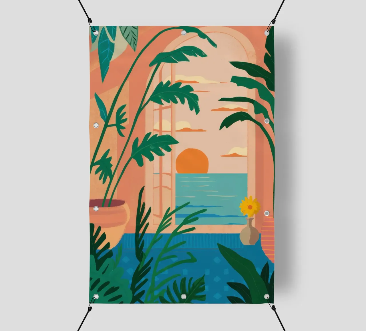 Camera con vista sul tramonto telo in pvc da Thistle Bloom