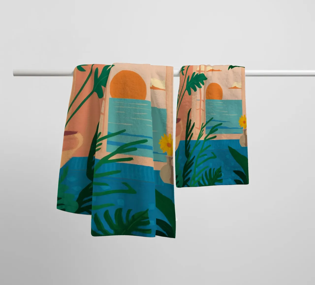 Chambre avec vue sur le coucher de soleil serviette de bain de Thistle Bloom