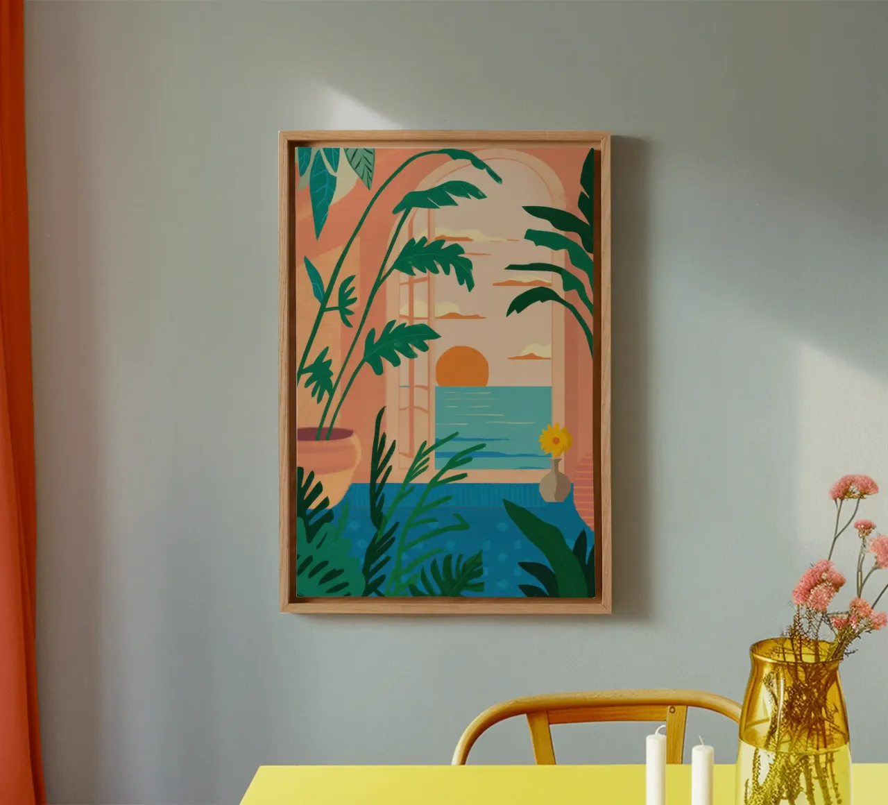 Room with a Sunset View canvas with Floater frame by Thistle Bloom