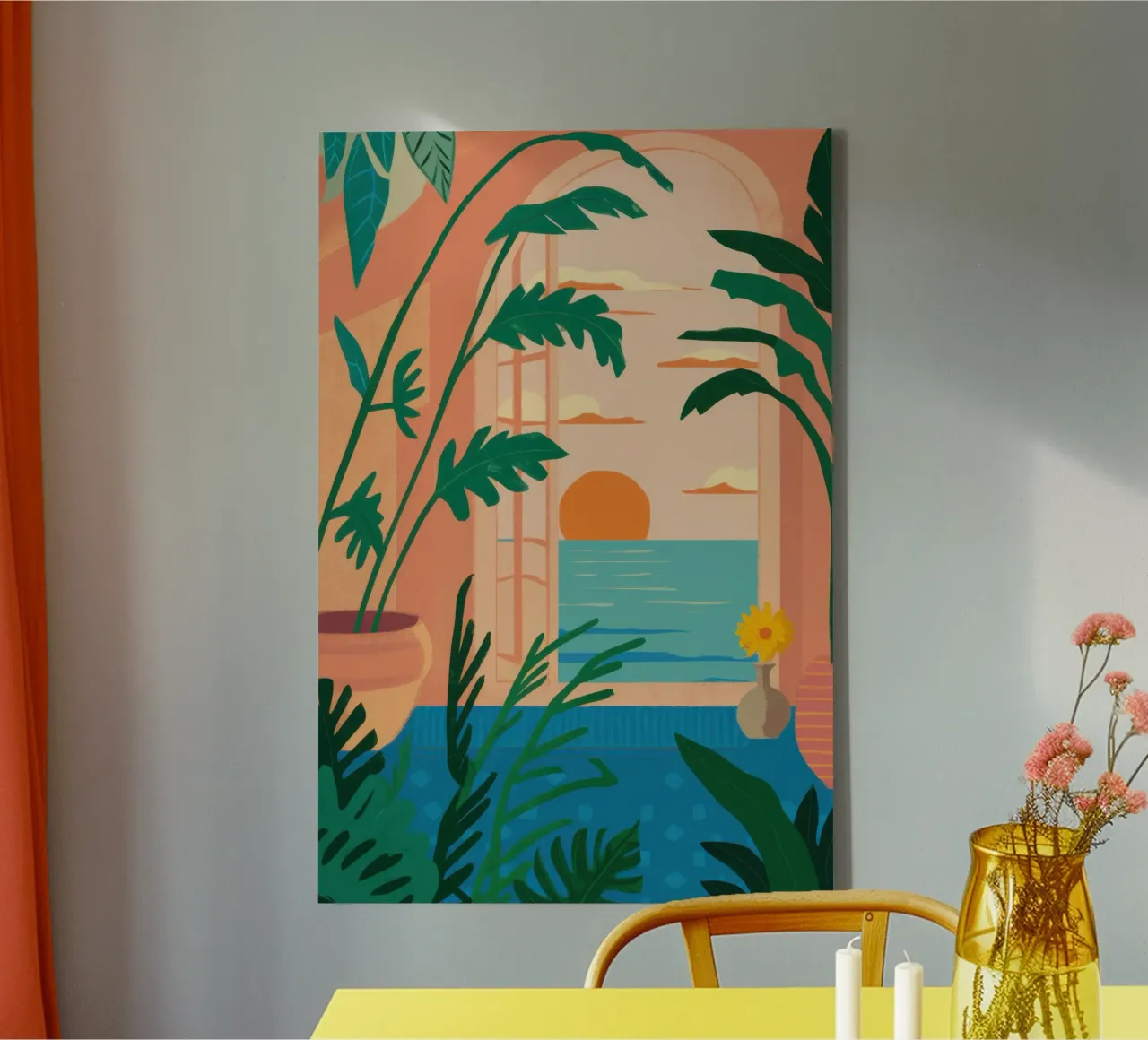 Room with a Sunset View canvas with Floater frame by Thistle Bloom