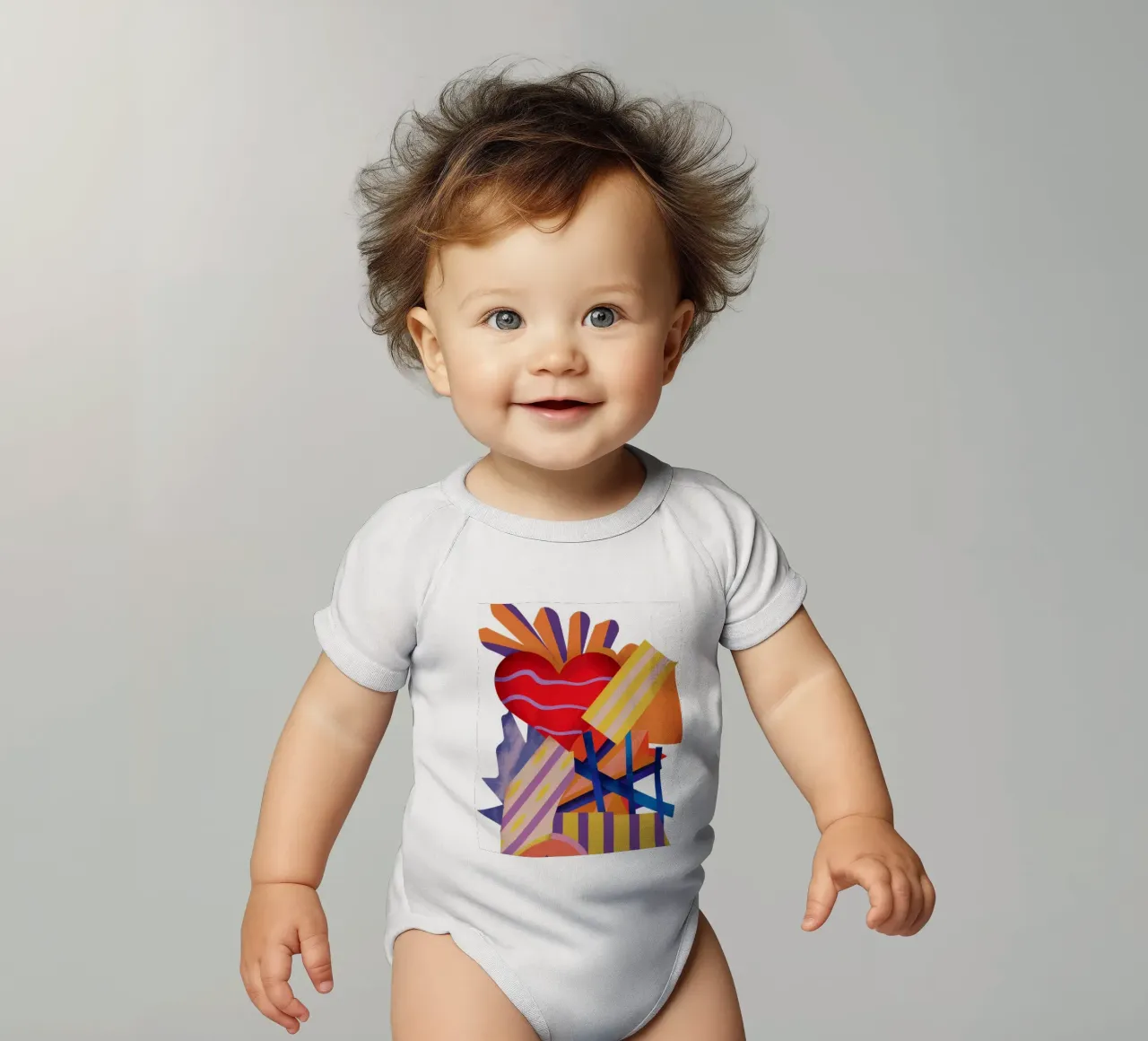 Abstract bloedend hart babyrompertje korte mouwen van Thistle Bloom