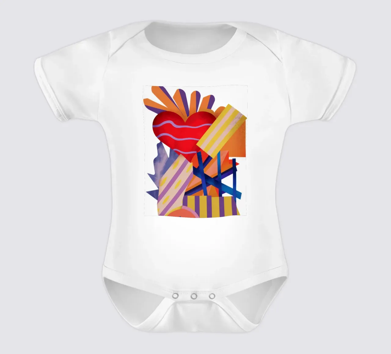 Abstract bloedend hart babyrompertje korte mouwen van Thistle Bloom