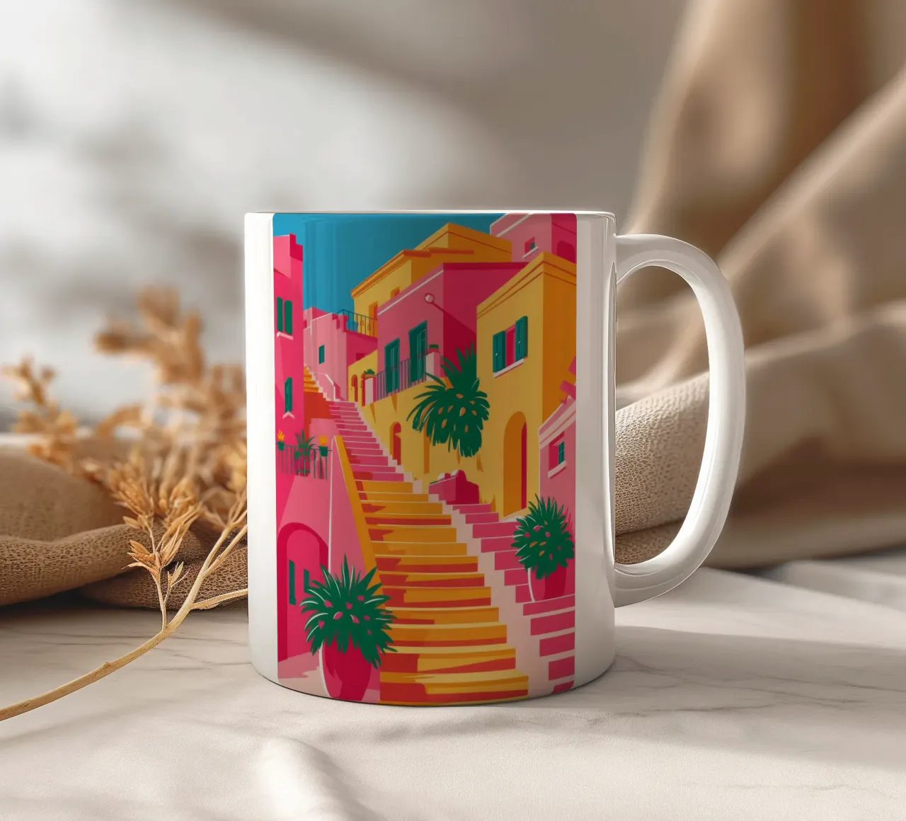 Scena vibrante della scala tazza in ceramica da Gaia Viesta