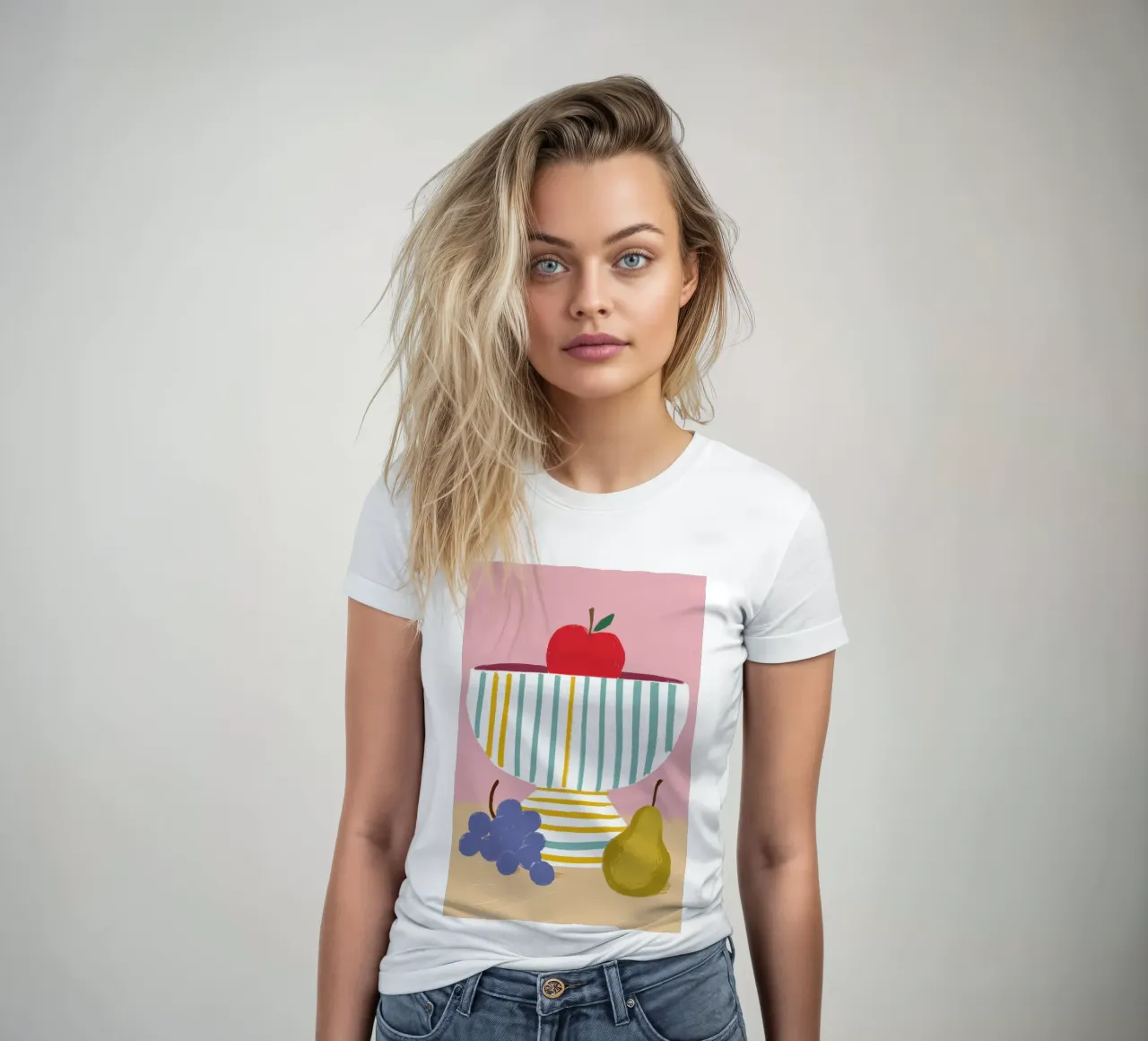 Frutta in ciotola a righe t-shirt da donna da Mark Solaria