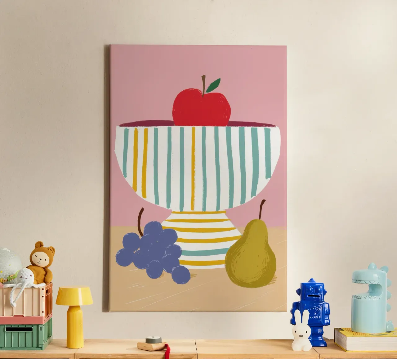 Frutta in ciotola a righe tela con Cornice a cassetta da Mark Solaria