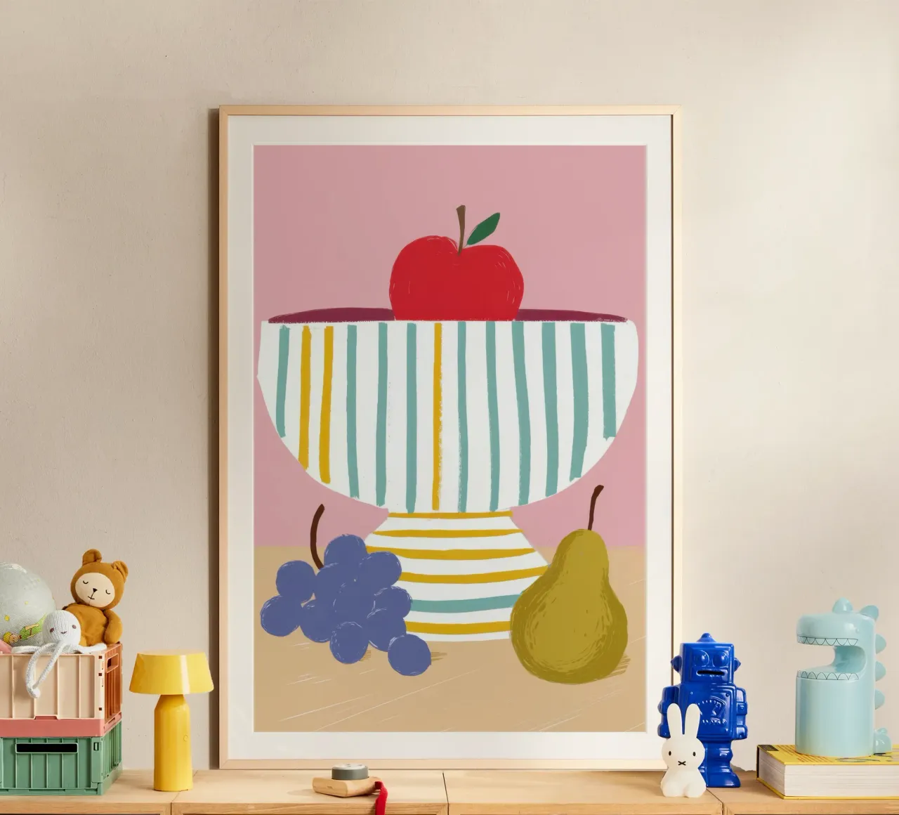 Frutta in ciotola a righe carta hahnemühle da Mark Solaria