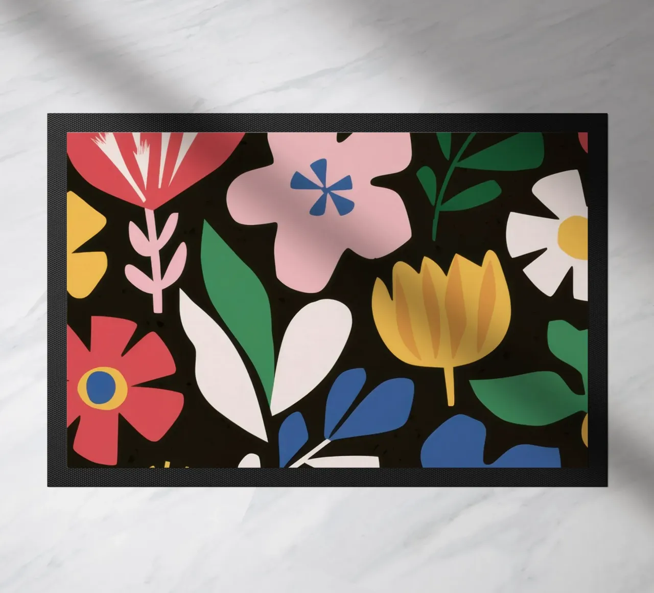 Joyful garden pattern doormat by Thistle Bloom