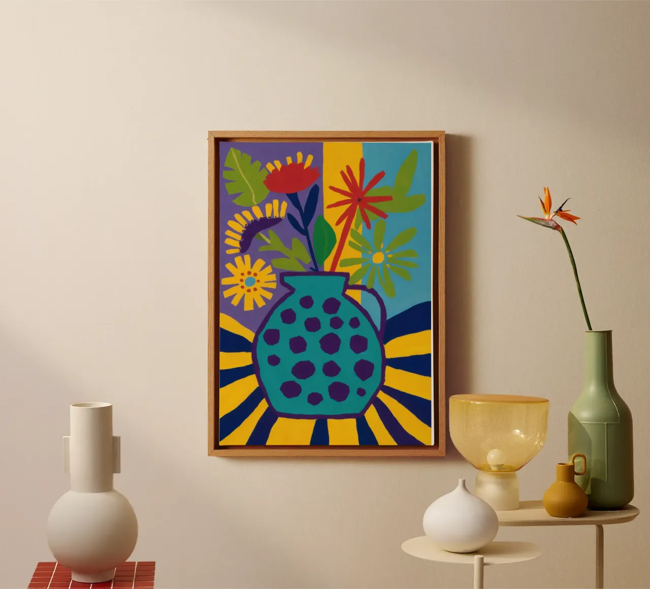 Vaso a pois Glory tela con Cornice a cassetta da Thistle Bloom