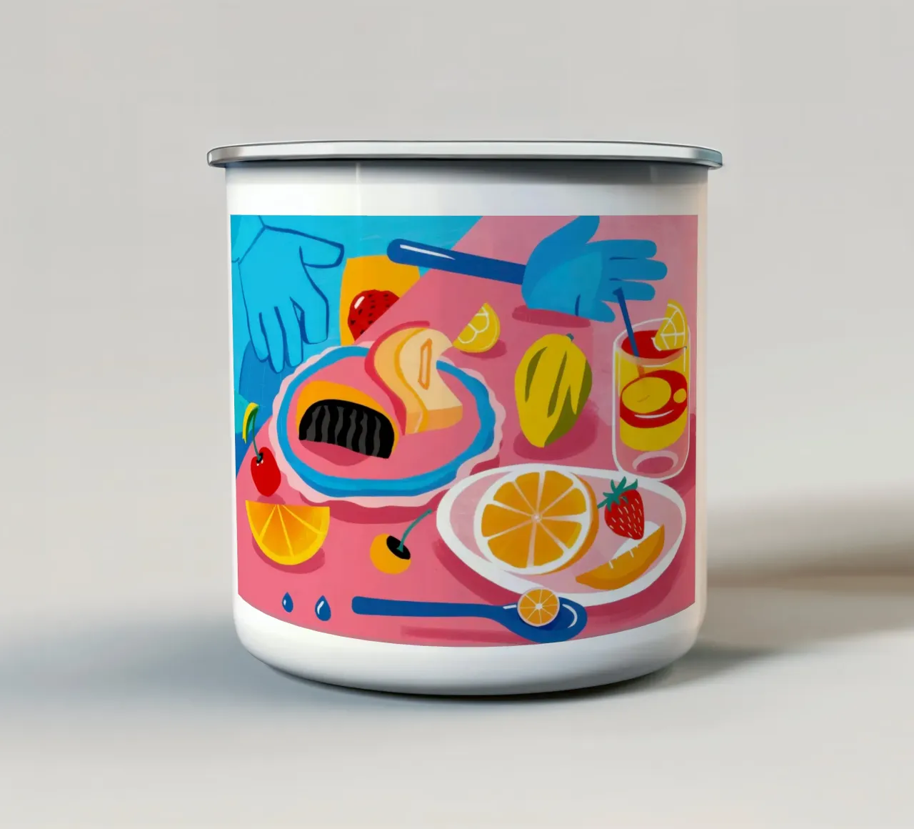 Summer Smoothie Flatlay Emaille Tasse von Mark Solaria