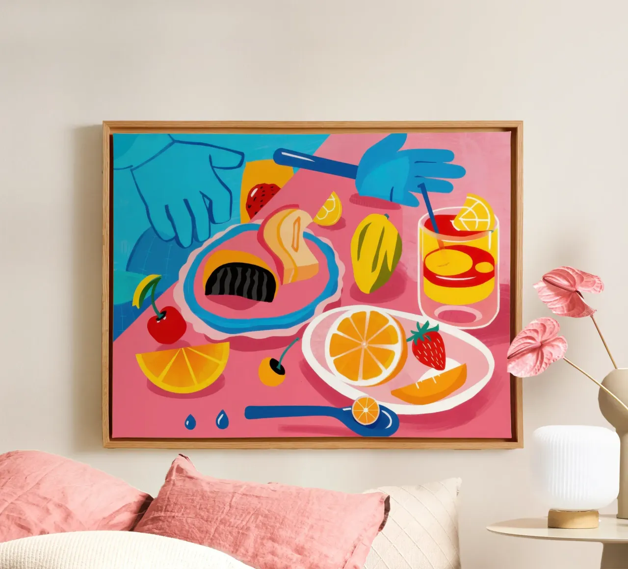 Summer Smoothie Flatlay canvas with Floater frame by Mark Solaria