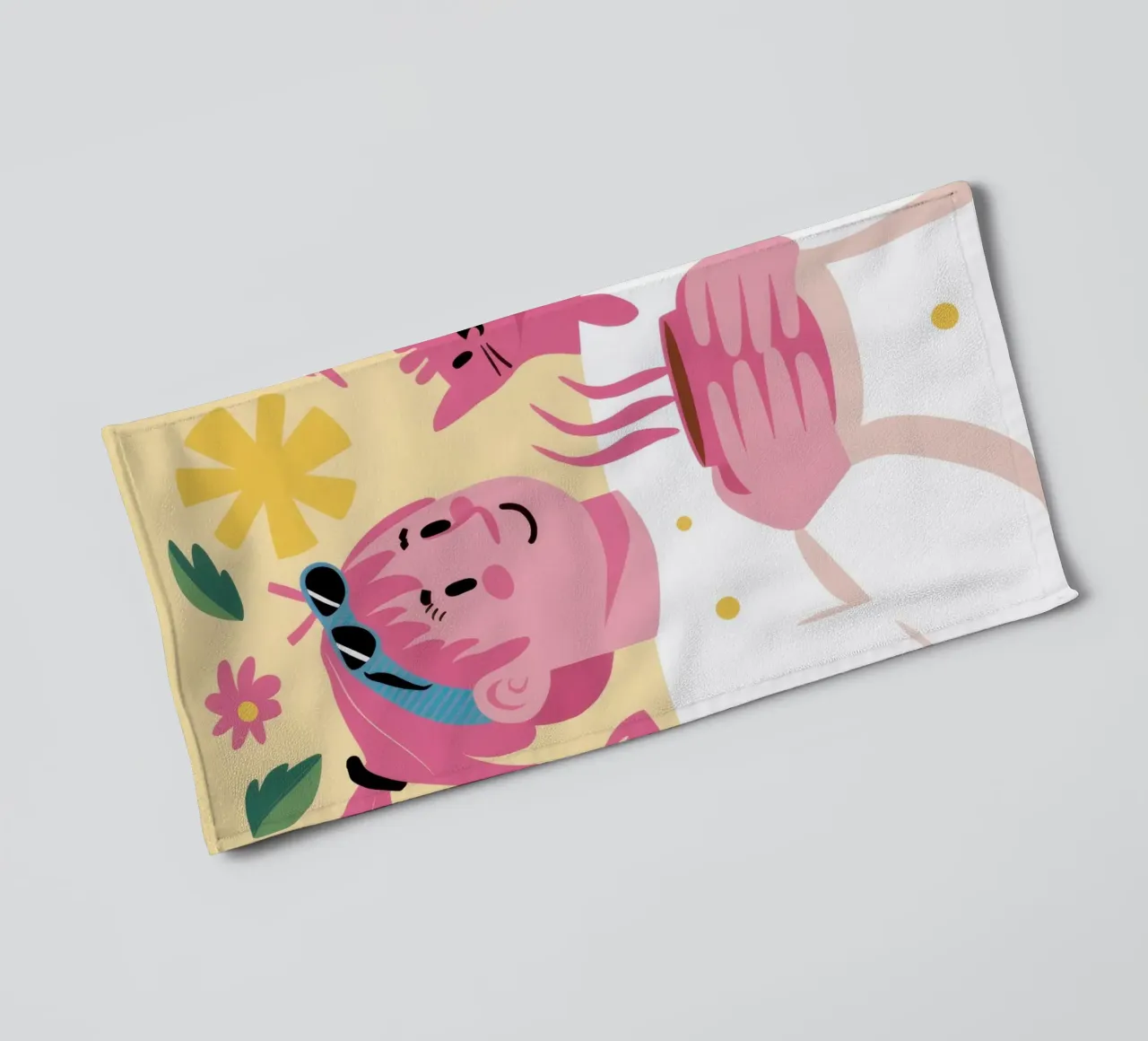 Pink Cat Cuddle towel by Gaia Viesta