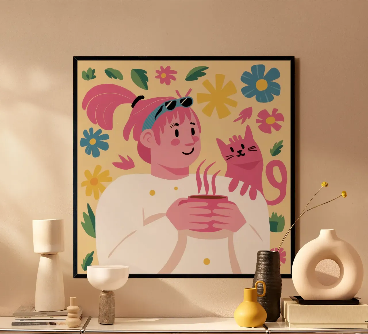 Coccole per gatti rosa poster da Gaia Viesta