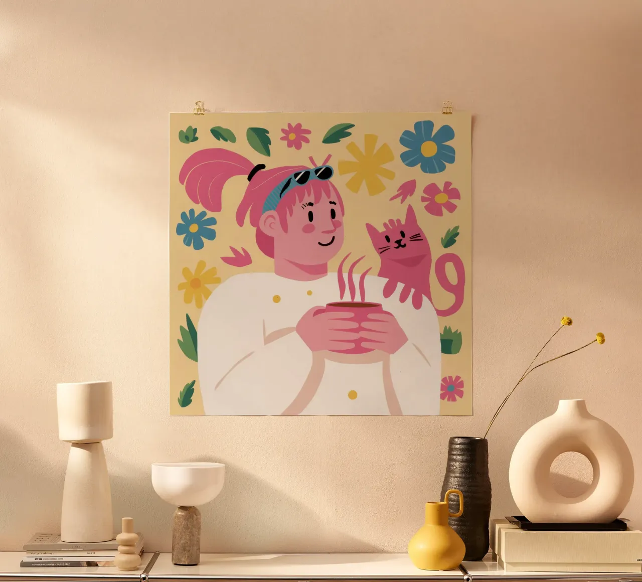 Coccole per gatti rosa poster da Gaia Viesta