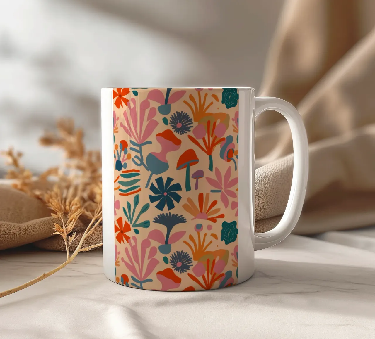 Arazzo floreale retrò tazza in ceramica da Gaia Viesta