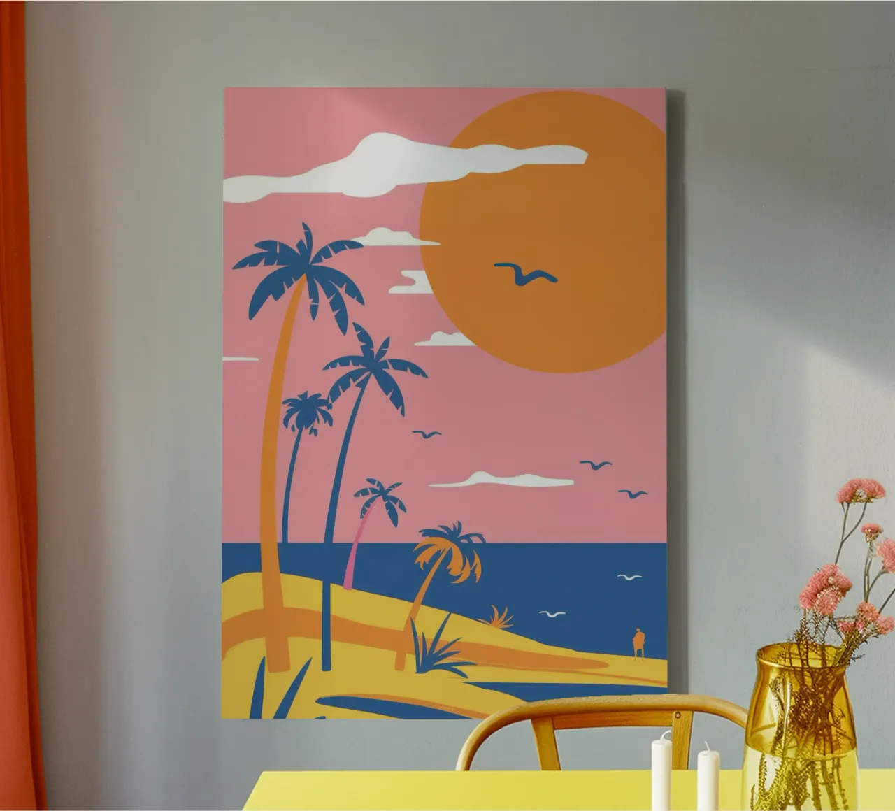 Pastel Beach Serenity canvas with Floater frame by Thistle Bloom
