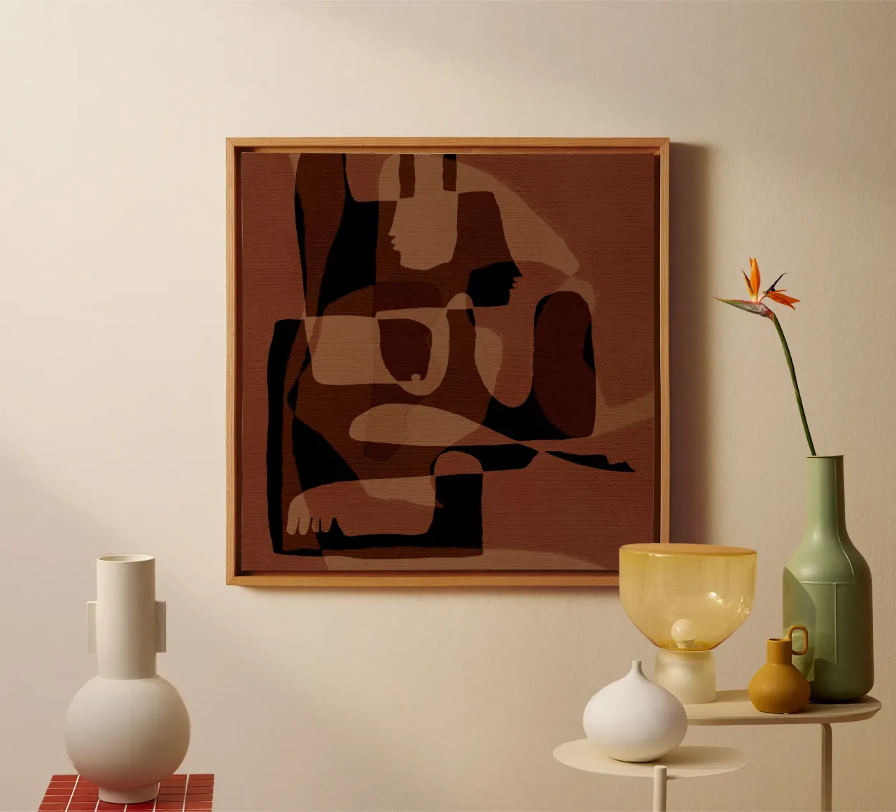 Unfolding 5 Leinwand mit Schattenfugenrahmen von Shatha Al Dafai