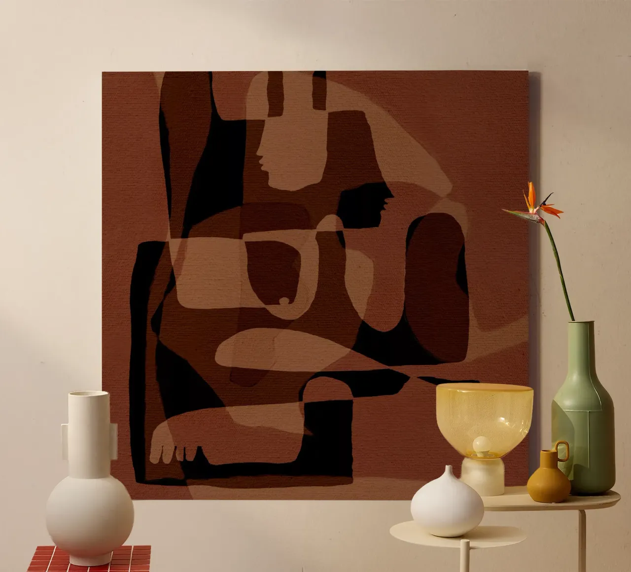 Unfolding 5 Leinwand mit Schattenfugenrahmen von Shatha Al Dafai