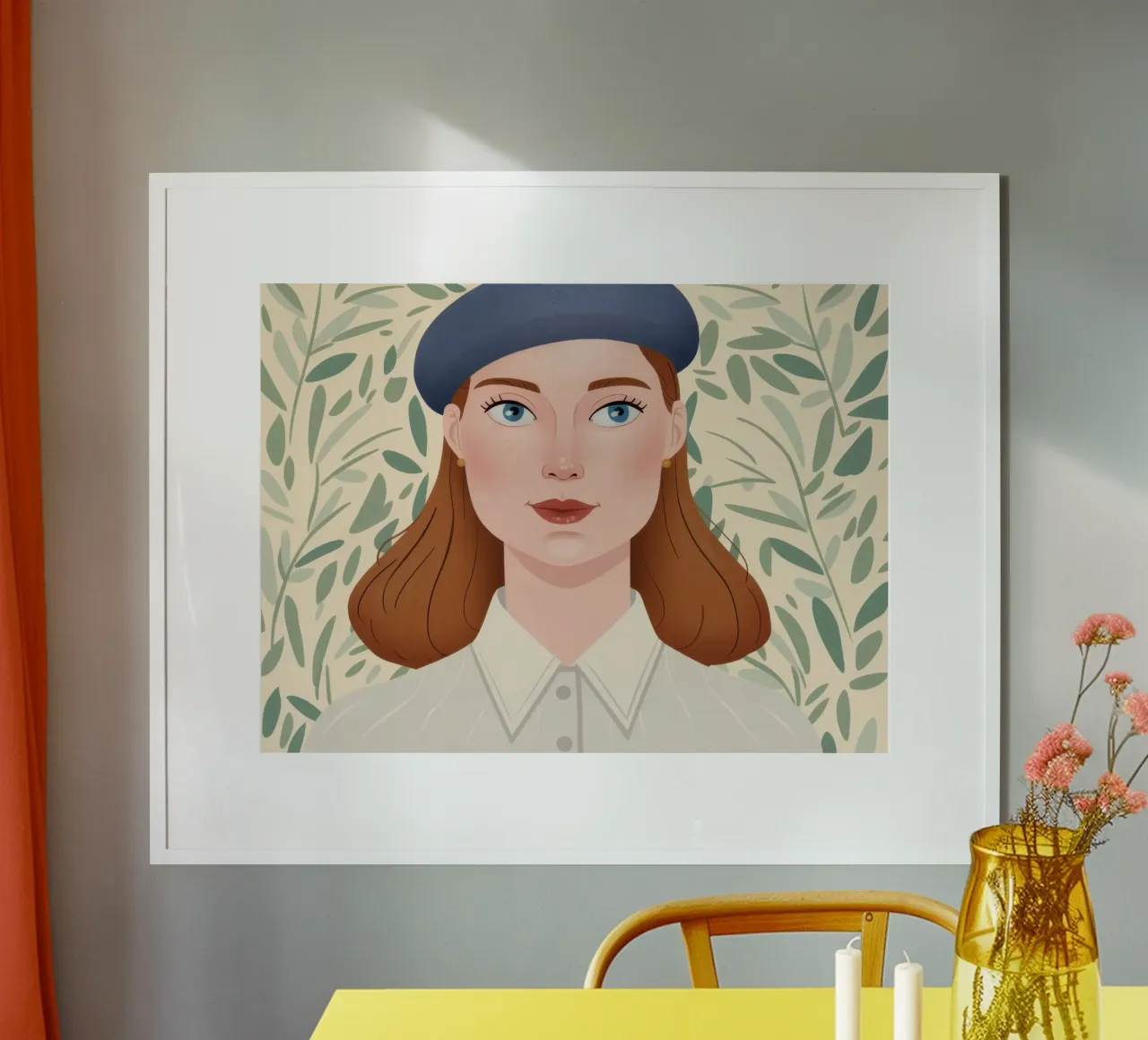Frau mit blauem Barett Poster von Mark Solaria