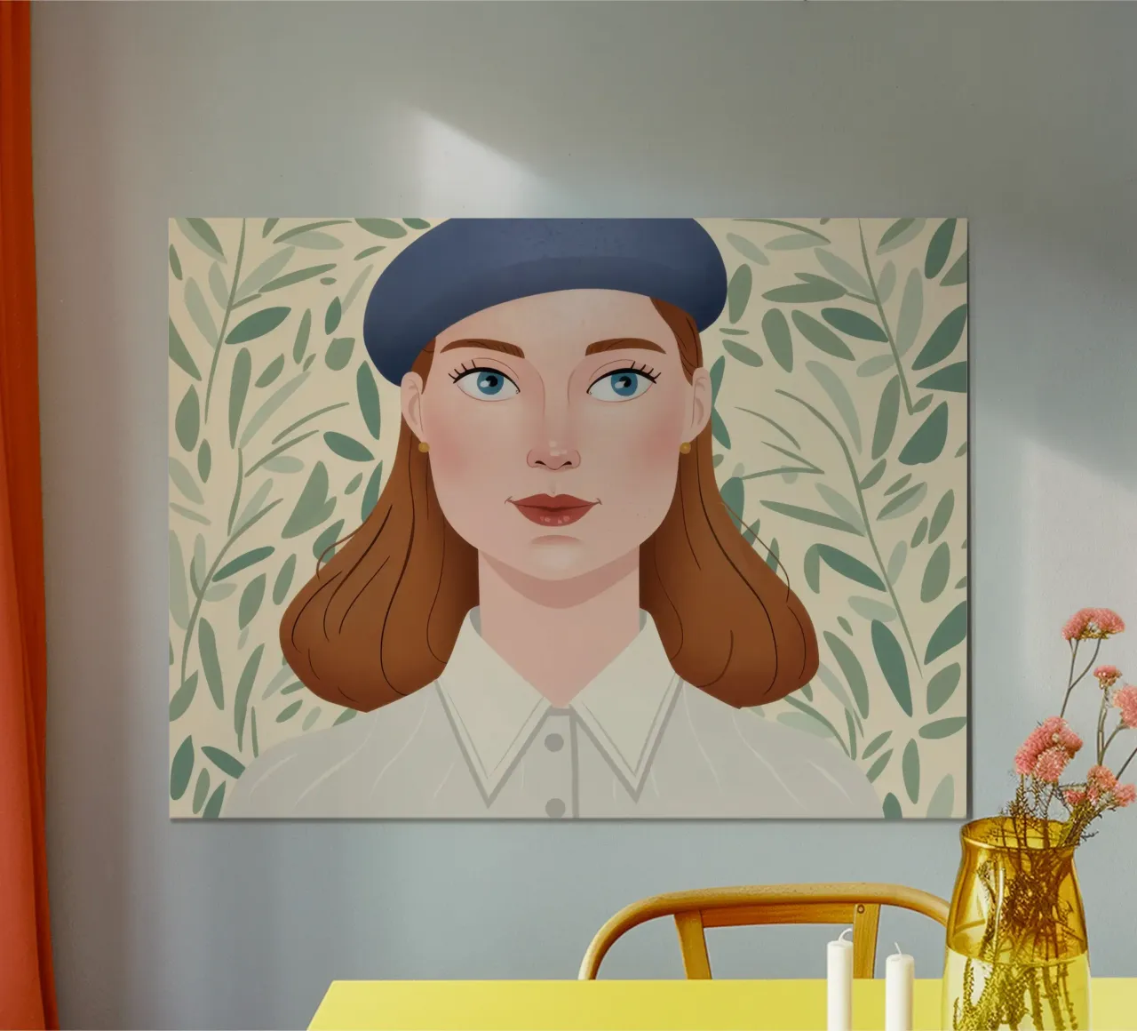 Frau mit blauem Barett Poster von Mark Solaria