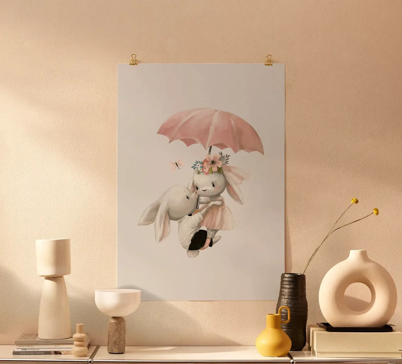 Coniglietti volanti poster con telaio in alluminio da muench benjamin