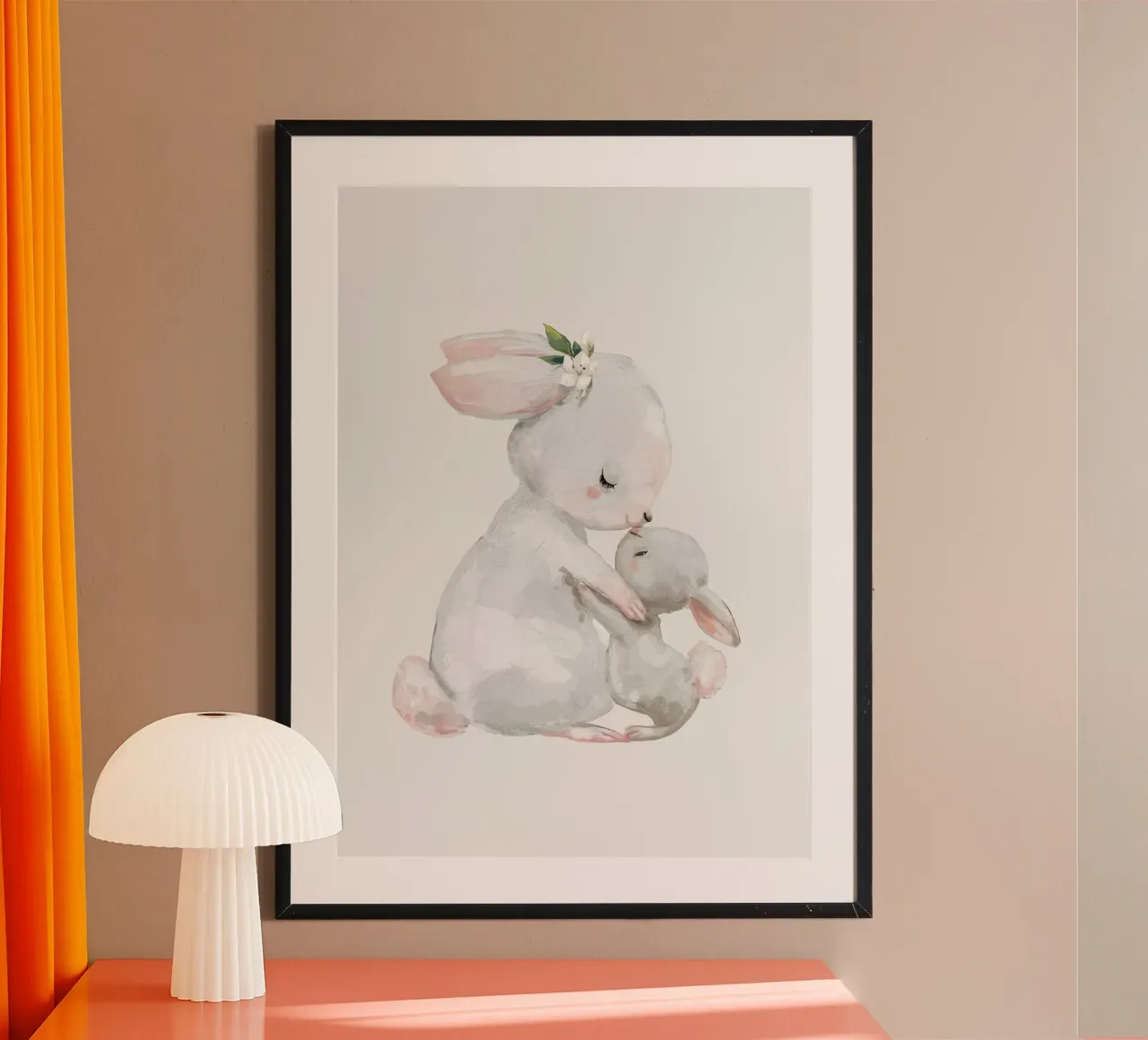 Abbraccio di coniglietto poster con telaio in alluminio da muench benjamin