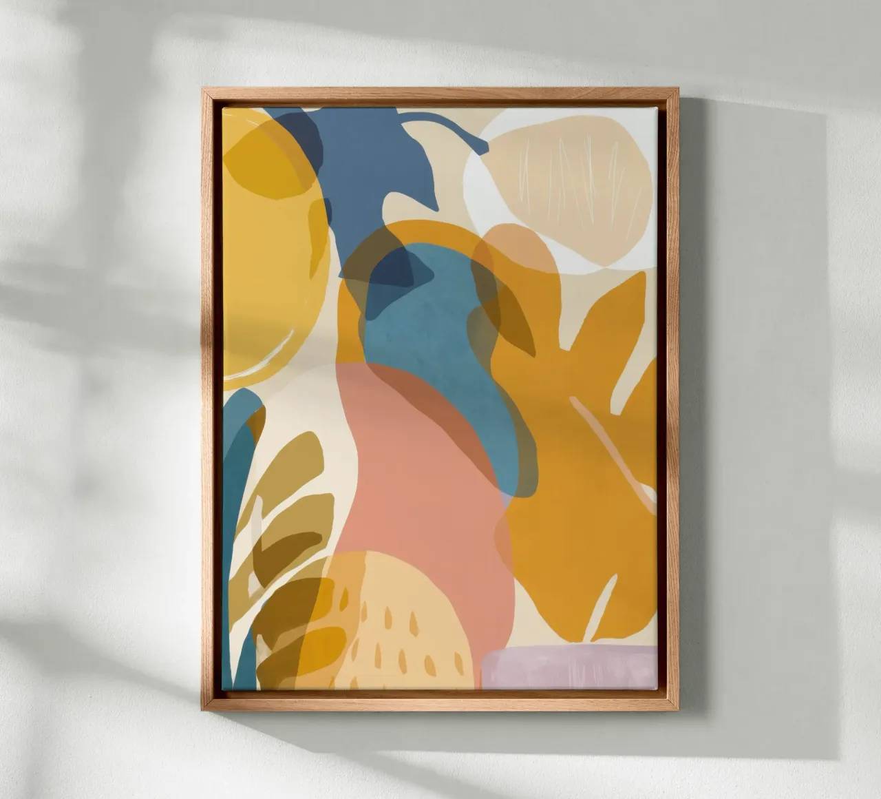 Abstract Blauw Goud canvas met Baklijst van Mark Solaria