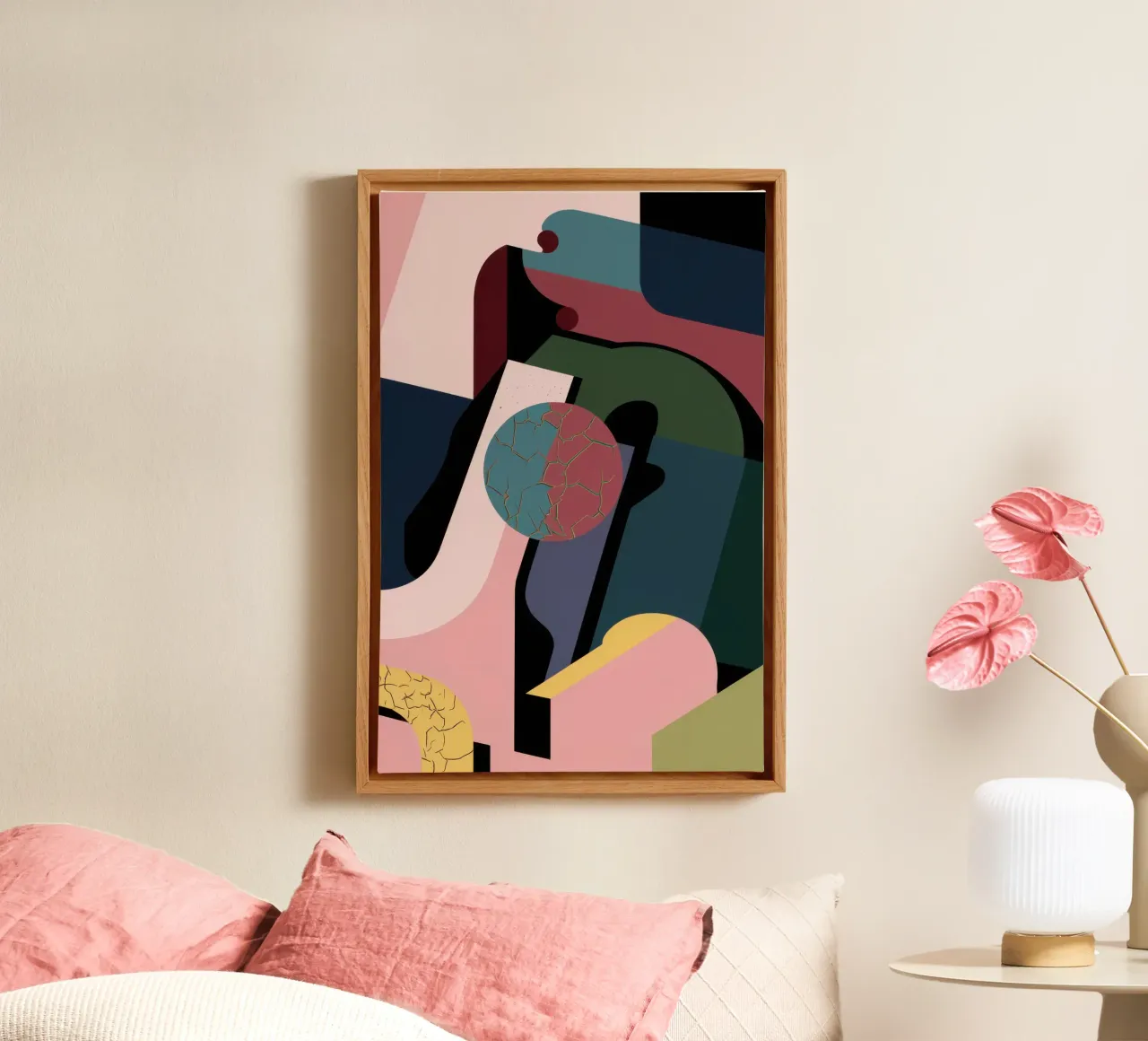 Muted Figures in Space canvas with Floater frame by Thistle Bloom