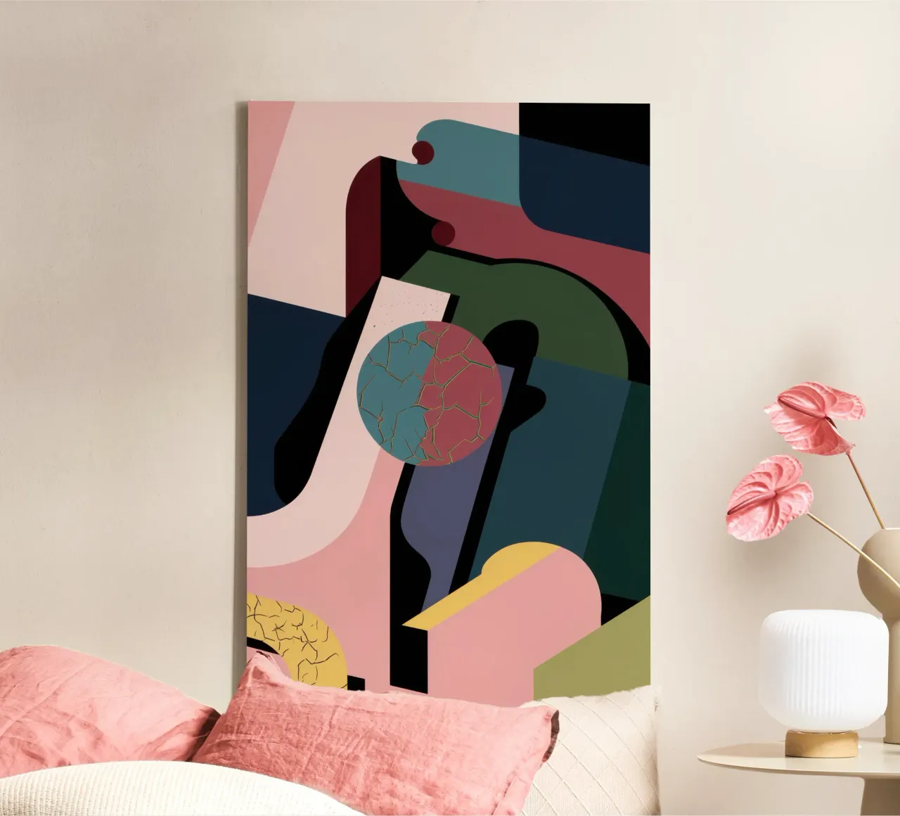 Muted Figures in Space canvas with Floater frame by Thistle Bloom