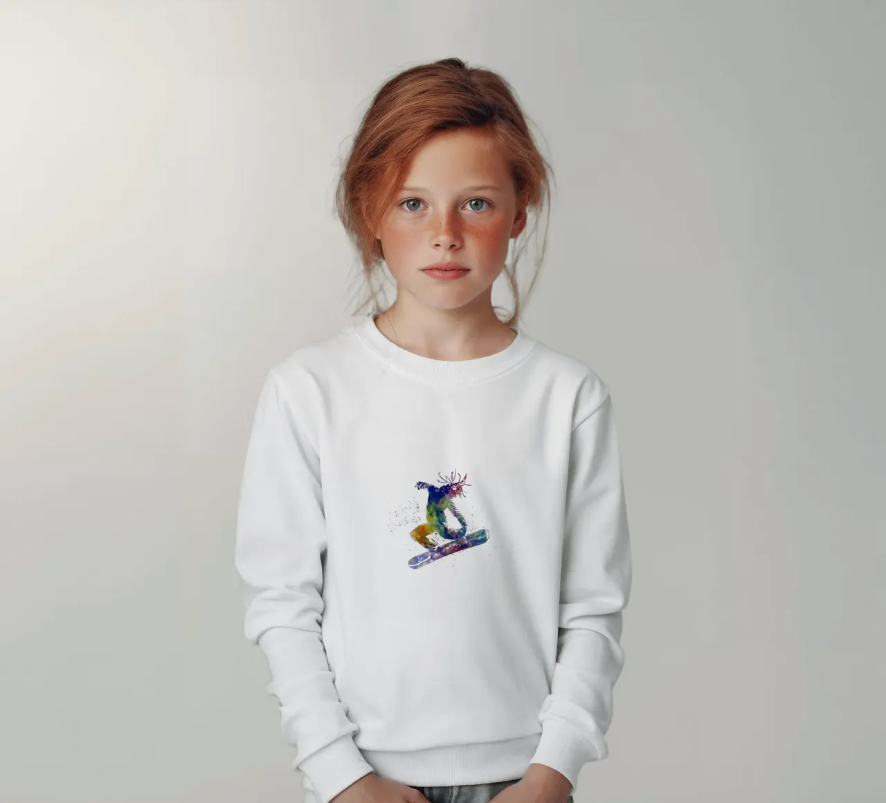 Snowboarder in acquerello felpa bambino da ⚽ Sports Pulse