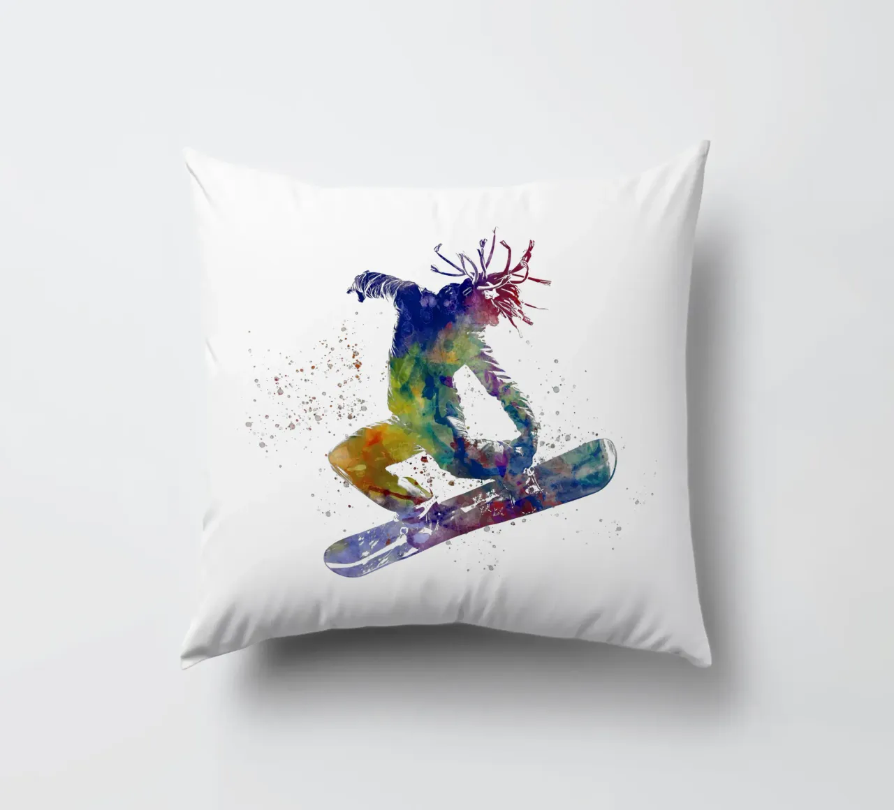 Snowboarder in acquerello cuscino da ⚽ Sports Pulse