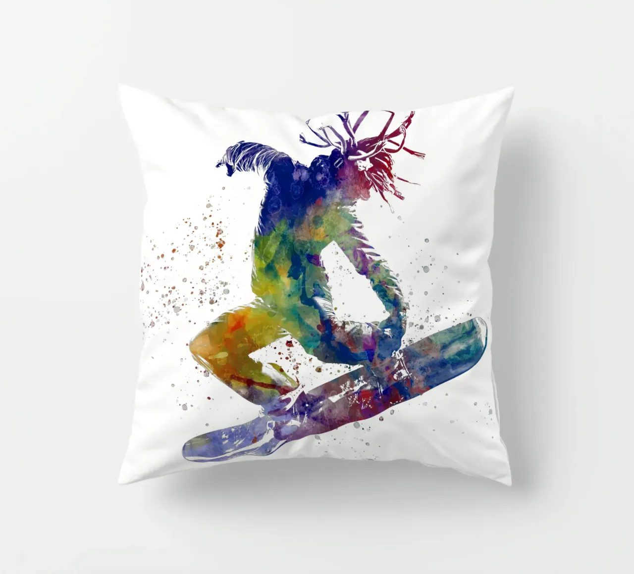 Snowboarder in acquerello cuscino da ⚽ Sports Pulse