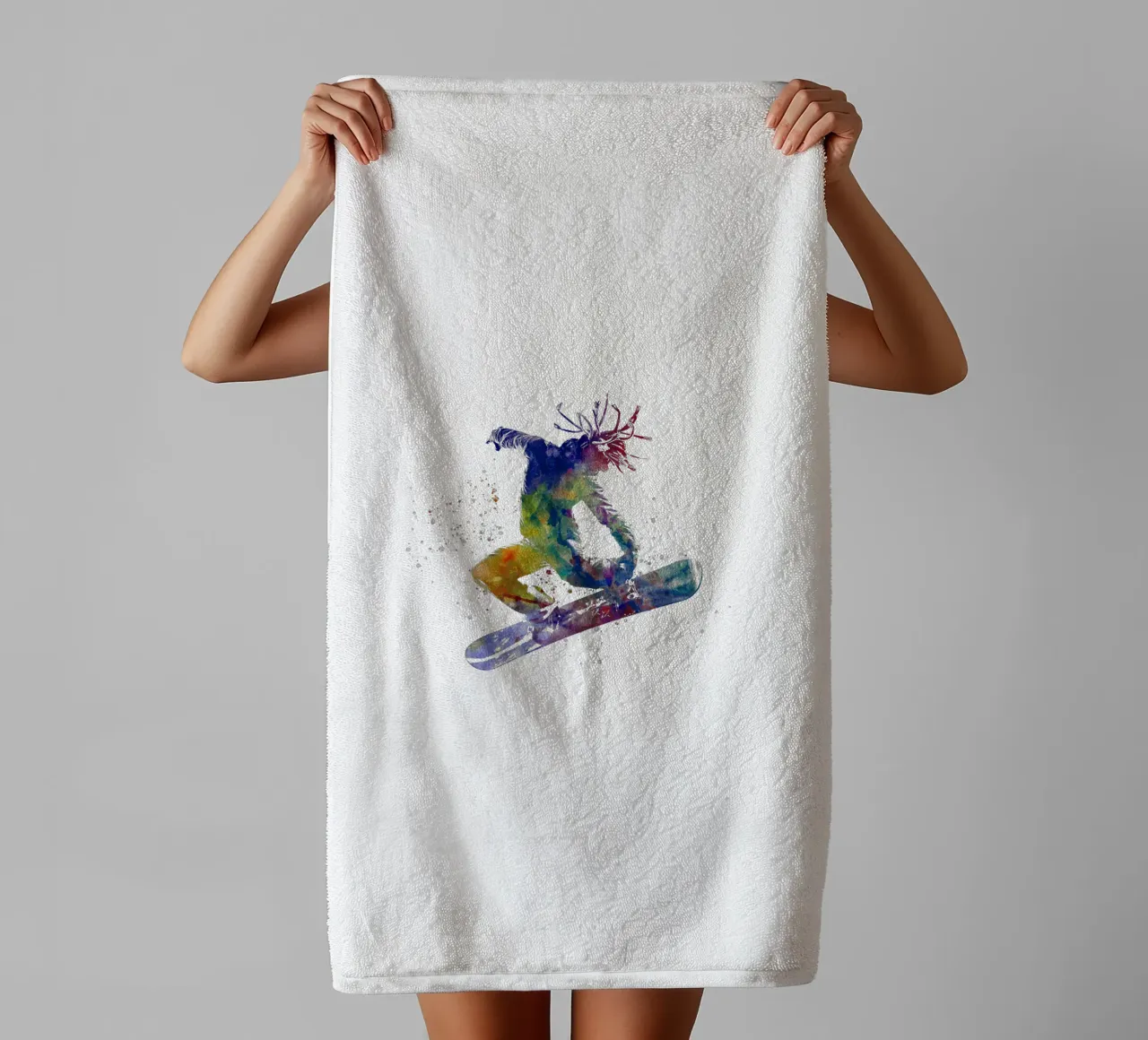 Snowboarder in acquerello asciugamano da bagno da ⚽ Sports Pulse