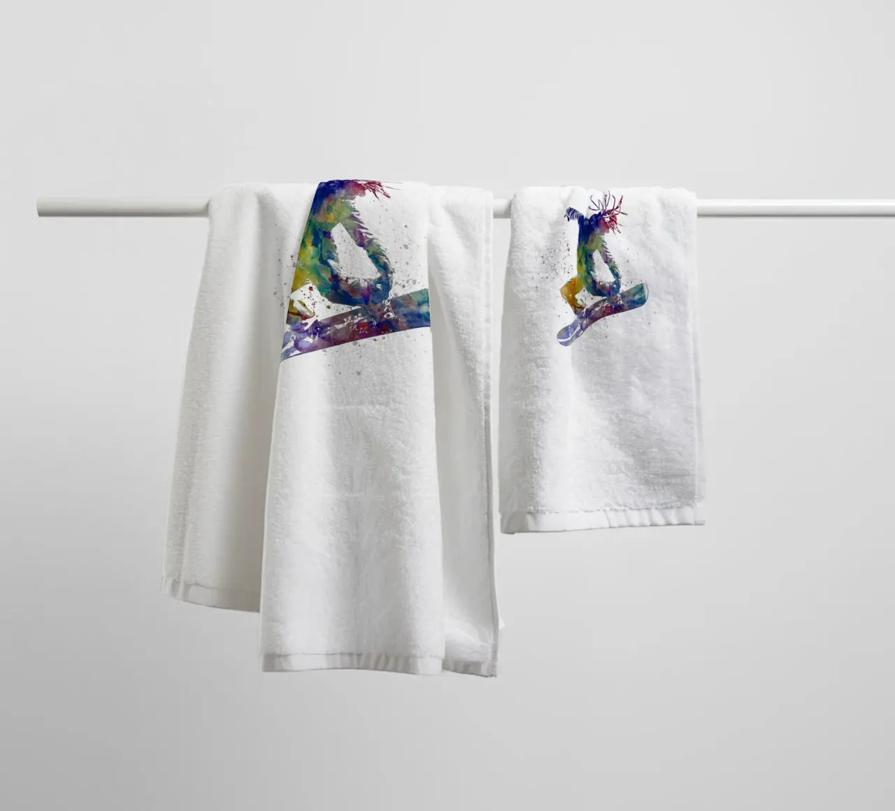 Snowboarder in acquerello asciugamano da bagno da ⚽ Sports Pulse