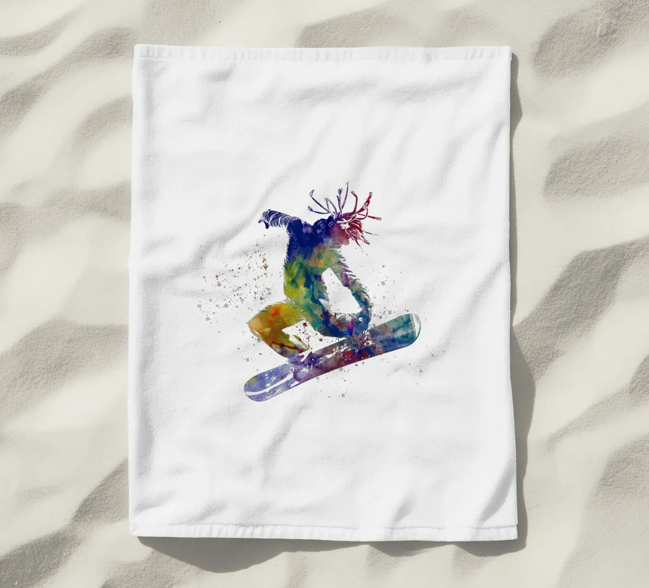 Snowboarder in acquerello telo mare da ⚽ Sports Pulse
