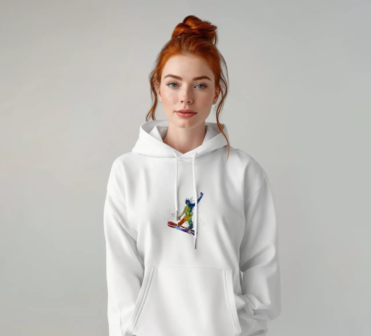 Snowboarder in acquerello felpa con cappuccio da ⚽ Sports Pulse